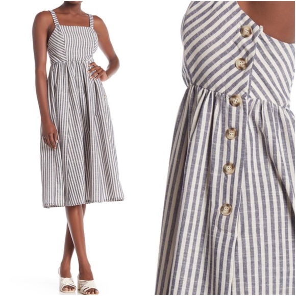 Nordstrom Dresses & Skirts - Good Luck Gem Woven Striped Midi Dress XS